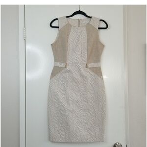 Calvin Klein Tan and White Dress